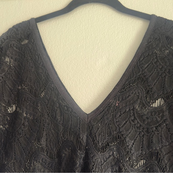 Victoria’s Secret Black Lace Swim Coverup Women Size XS V Neck Fringe Hem - Picture 3 of 12